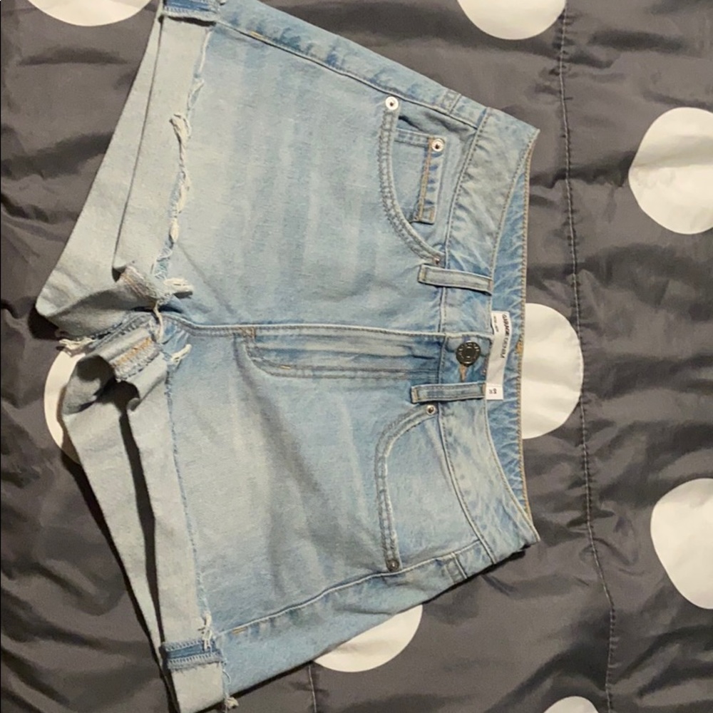 blue mom jean shorts